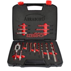   Abraboro kézi menetfúró és menetmetsző készlet 16r. HSS-G [M3-tól M12-ig] + hajtóvas