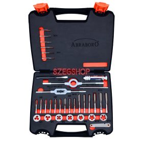   Abraboro kézi menetfúró és menetmetsző készlet 33r. HSS-G DIN352 [M3-tól M12-ig]