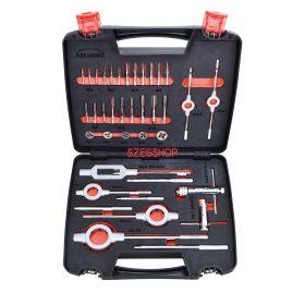   Abraboro kézi menetfúró és menetmetsző készlet 56r. HSS-G DIN352 [M3-tól M12-ig] fémkazettában