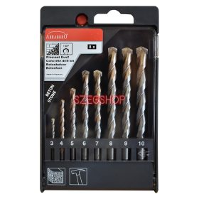   Abraboro kőzetfúró készlet 8r. hengeresszárú (3-10mm-ig) betonfúró Diamant EVO 2