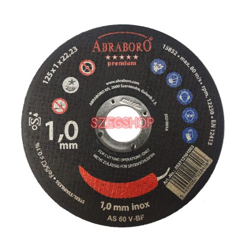 Abraboro vágókorong 125x1,0x22,23 AS 60 V-BF Steel-Inox