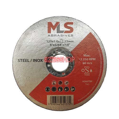 MLS vágókorong 125x1,0x22,23 AO60TBF Steel-Inox