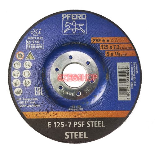 Pferd csiszolókorong 125x7x22,23 PSF Steel