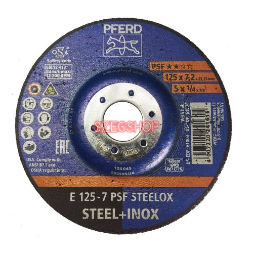 Pferd csiszolókorong 125x7x22,23 PSF Steel-Inox