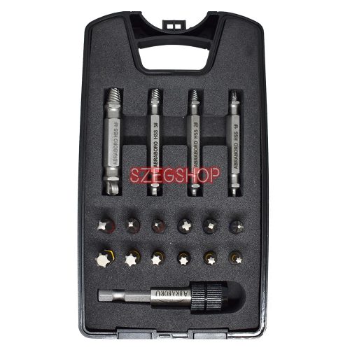 Abraboro csavarkiszedő- és bitfej készlet 17r.