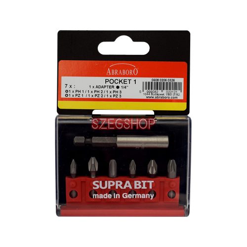 Abraboro bitfej készlet 7r. SUPRA Pocket 5 TiN (Torx)