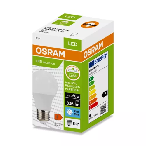 OSRAM LED PCR CLASSIC A normál izzó 60 W 6500 K 806 lm E27 hideg fehér