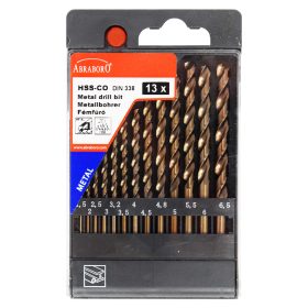   Abraboro HSS-CO fémfúró készlet, 13 részes (D 1,5 – 6,5 mm x 0,5)