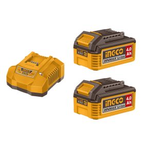   INGCO Akkumulátor és töltő szett 20 V (2 x 4,0 Ah akku + 4,0 A töltő) 