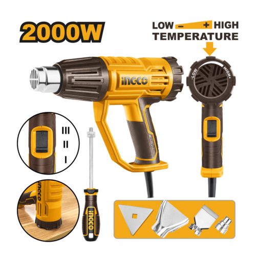 INGCO Hőlégfúvó 550°C 2000 W + tartozékok