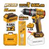 INGCO Akkus ütvefúró-csavarozó 96 Nm szénkefe nélküli 20 V (2 x 4,0 Ah akku + töltő) 