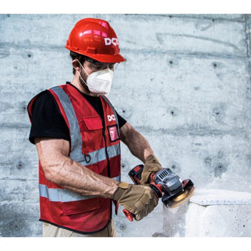 DCK Akkus sarokcsiszoló 125 mm szénkefe nélküli 20 V (2 x 5,0 Ah akku + töltő)