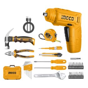 INGCO Akkus csavarozó 4 V + szerszám készlet 38 részes