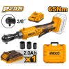 INGCO Akkus ütvecsavarozó 3/8" 65 Nm 20 V (1 x 2,0 akku + töltő)