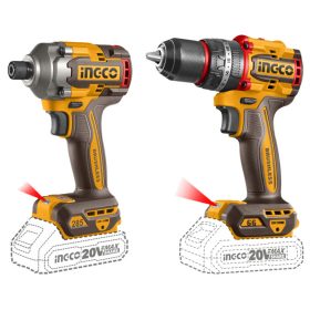   INGCO Akkus erőcsomag 20 V Ütvefúró-csavarozó 66 Nm+Ütvecsavarozó 1/4" 285 Nm (2 db akku + töltő)