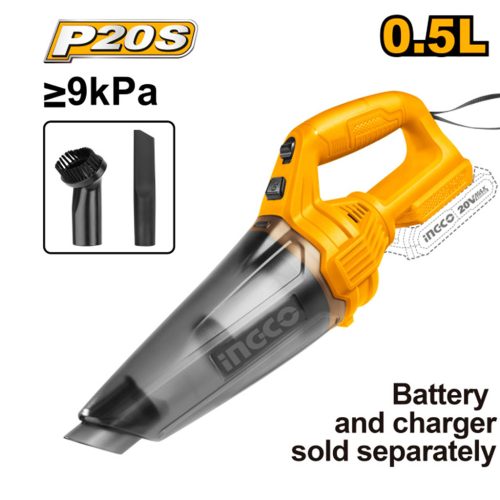 INGCO Akkus porszívó 0,5 l 20 V (akku és töltő nélkül)