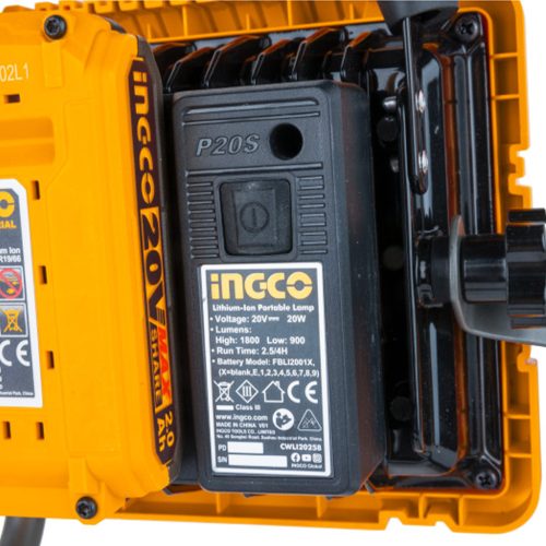 INGCO Akkus LED reflektor 1800 lm 20 V (1 x 2,0 Ah akku + töltő)