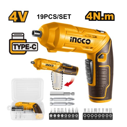 INGCO Akkus csavarozó 4 Nm 4 V (USB-C töltő) 