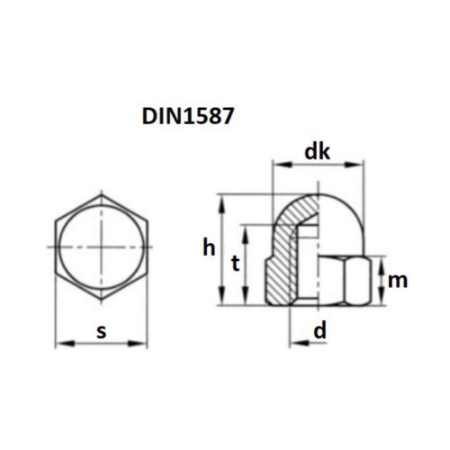 DIN1587 acél horg. 5. M8 - magas zárt anya