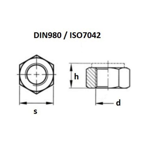 DIN980 /ISO7042 acél horg. 8. M12 - fémönzáró anya
