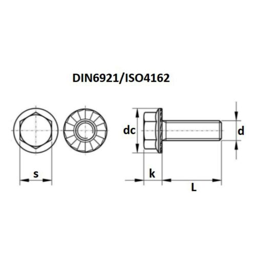 DIN6921 /ISO4162 rozsdamentes acél A2 M5x16 - hatlapú peremes csavar