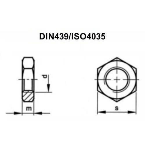 DIN439 /ISO4035 acél horg. 04 M3 - hatlapú alacsony csavaranya