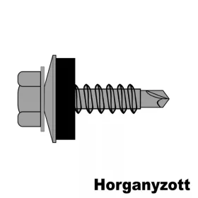 Fűzőcsavar + EPDM (14mm) ritka menetű acél horg. 4,8x19