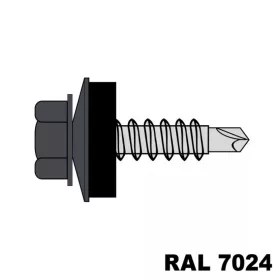   Fűzőcsavar + EPDM (14mm) ritka menetű acél RAL7024 (grafitszürke) 4,8x19