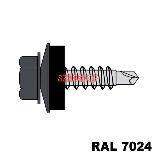 Fűzőcsavar + EPDM (14mm) ritka menetű acél RAL7024 (grafitszürke) 4,8x19