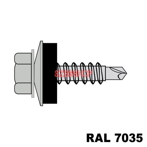 Fűzőcsavar + EPDM (14mm) ritka menetű acél RAL7035 (világosszürke) 4,8x19