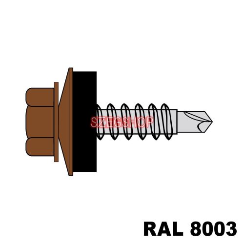 Fűzőcsavar + EPDM (14mm) ritka menetű acél RAL8003 (agyagbarna) 4,8x19