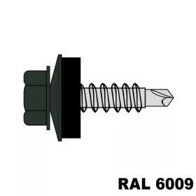   Fűzőcsavar + EPDM (14mm) acél RAL6009 (fenyőzöld) 4,8x19