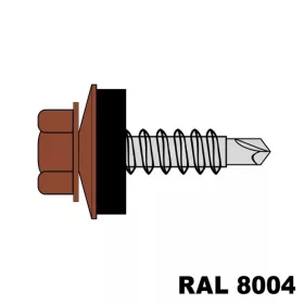 Fűzőcsavar + EPDM (14mm) acél RAL8004 (rézbarna) 4,8x19