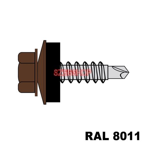 Fűzőcsavar + EPDM (14mm) acél RAL8011 (mogyoróbarna) 4,8x19
