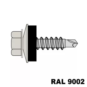   Fűzőcsavar + EPDM (14mm) acél RAL9002 (szürkésfehér) 4,8x19
