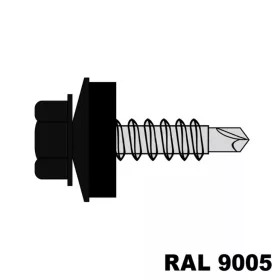   Fűzőcsavar + EPDM (14mm) acél RAL9005 (mélyfekete) 4,8x19