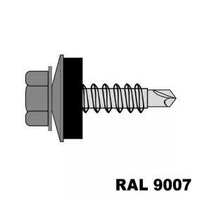 Fűzőcsavar + EPDM (14mm) acél RAL9007 (szürkealu) 4,8x19
