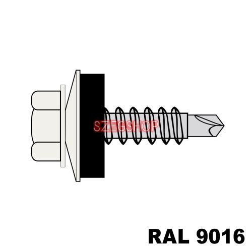 Fűzőcsavar + EPDM (14mm) acél RAL9016 (közlekedési fehér) 4,8x19